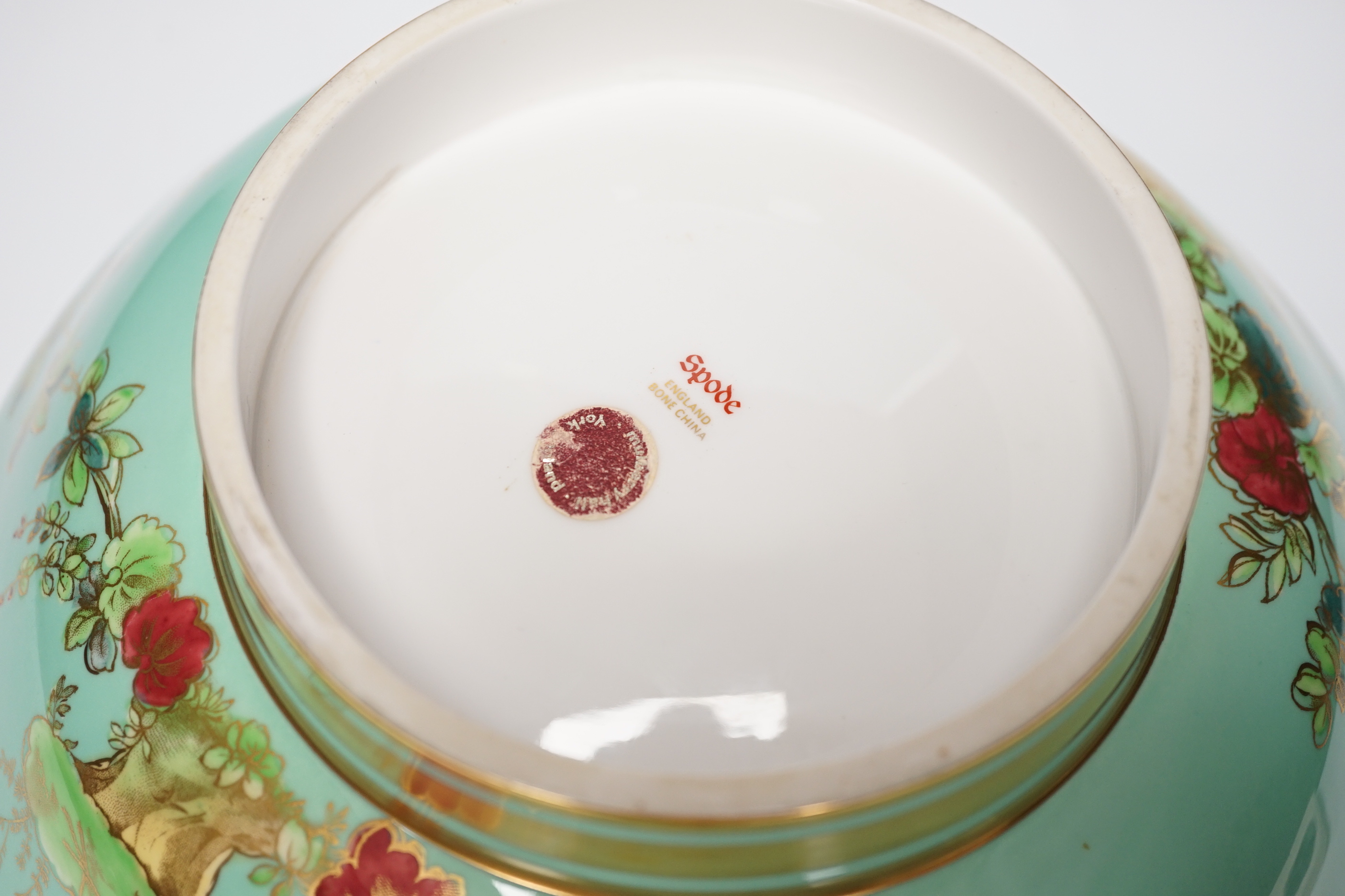 A 20th century Spode turquoise and gilt bowl, 26cm diameter